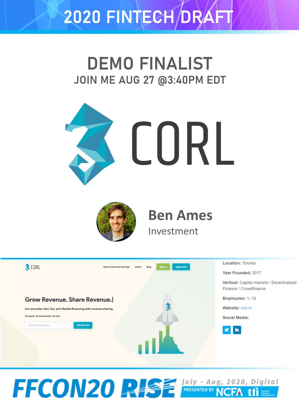 FFCON20 DEMO Finalist card - Corl Financial Technologies resize
