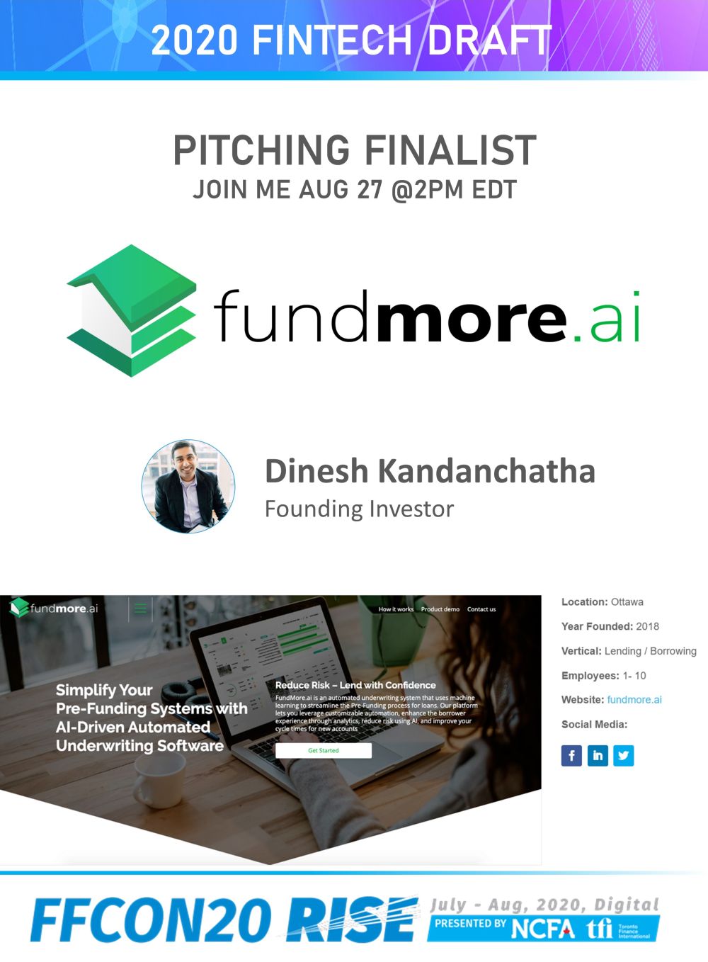 FFCON20 Pitching Finalist card - FundMore.ai resize